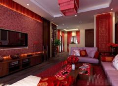 紅色經典中式風格客廳設計