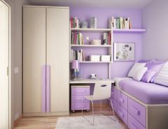 紫色溫馨唯美家居設計現代臥室裝修圖片