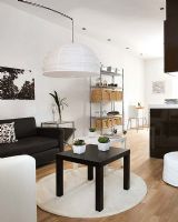50平米橙色與黑白的和諧搭配簡約客廳裝修圖片