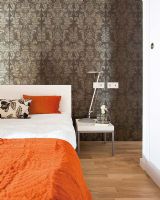 50平米橙色與黑白的和諧搭配簡約臥室裝修圖片