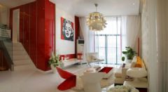 大紅色演繹品質生活現代客廳裝修圖片
