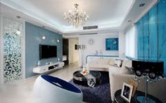 藍白清新馬賽克 裝扮時尚簡約家居生活簡約客廳裝修圖片