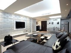 140平黑白灰現代時尚居現代客廳裝修圖片