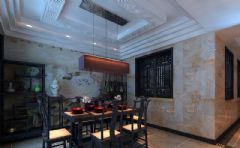 50萬打造290平米現代新中式別墅中式餐廳裝修圖片