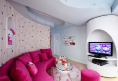 打造粉嫩Hello Kitty主題之家現代客廳裝修圖片