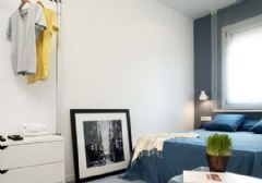 56平米藍綠色調小清新風格簡約臥室裝修圖片