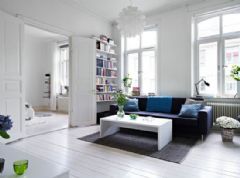 藍白清新公寓 純白地板的小清新風