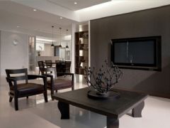125平簡約中式精致家中式客廳裝修圖片