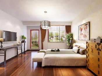 168平中式時尚陽光公寓中式臥室裝修圖片