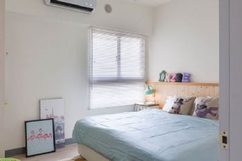 66平粉藍色公寓簡約臥室裝修圖片