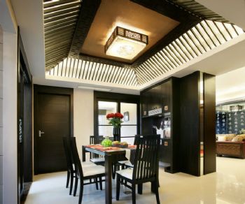 110平米新中式三居裝修效果圖中式餐廳裝修圖片
