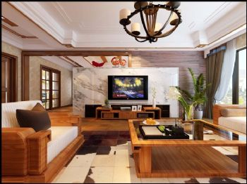 東南亞風三居室設計案例欣賞混搭客廳裝修圖片