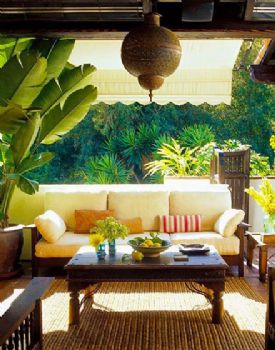 熱帶雨林綠色搭配設計案例田園客廳裝修圖片