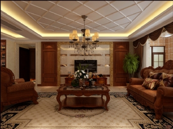 195平美式古典裝修案例欣賞古典客廳裝修圖片