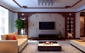 100平中式拉菲莊園裝修效果圖中式客廳裝修圖片