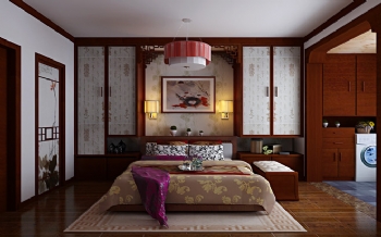 100平中式拉菲莊園裝修效果圖中式臥室裝修圖片