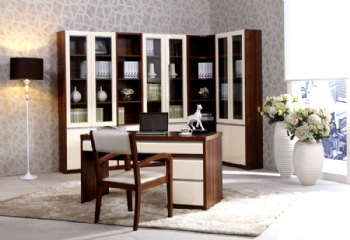 L型書柜布置與空間角落精美搭配案例欣賞古典書房裝修圖片
