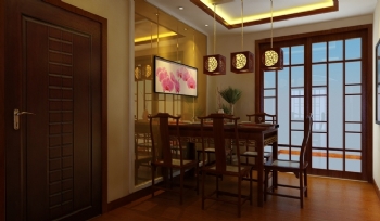 120平水榭花都苑中式風裝修案例欣賞中式餐廳裝修圖片
