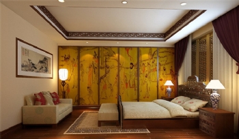 253平四居中式風裝修案例中式臥室裝修圖片