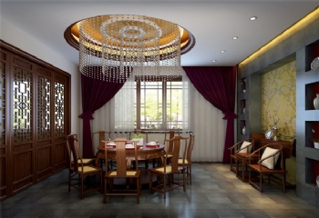 253平四居中式風裝修案例中式餐廳裝修圖片