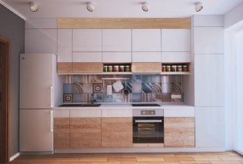 40平方時尚灰調簡約小公寓簡約廚房裝修圖片