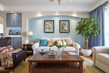 170平優雅美式四居室美式客廳裝修圖片