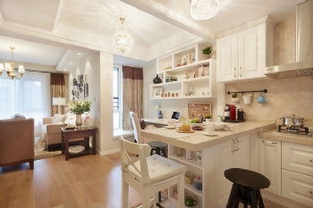89平清新美式小二居案例美式風格廚房