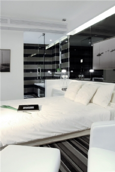 現代簡約黑白經典設計案例現代臥室裝修圖片