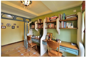 92平米中式浪漫懷舊風案例中式書房裝修圖片