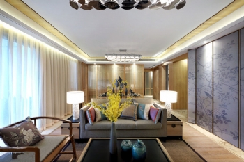原木風格新中式時尚家欣賞中式客廳裝修圖片