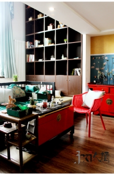 新中式風格俏麗婚房設計中式客廳裝修圖片