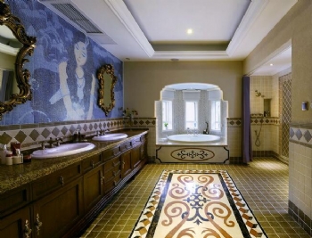 美式混搭新中式 時尚別墅設計混搭衛生間裝修圖片