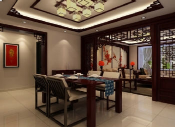 大戶型中式古典三居室案例欣賞中式餐廳裝修圖片