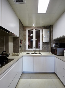 137平現代簡約3居演繹原木溫馨風現代廚房裝修圖片