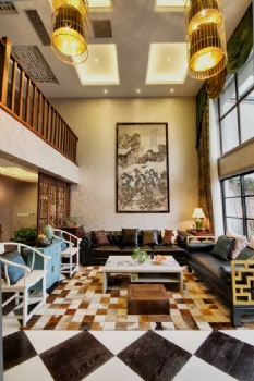 簡約新東方主義風格打造的別墅案例簡約客廳裝修圖片