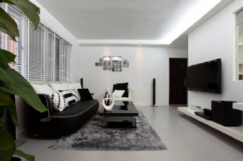 極簡黑白懷舊風 88平溫馨一居室簡約客廳裝修圖片