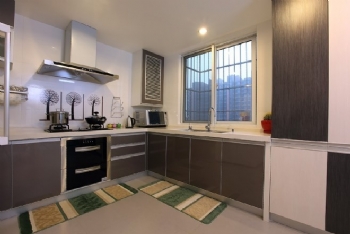 極簡黑白懷舊風 88平溫馨一居室簡約廚房裝修圖片