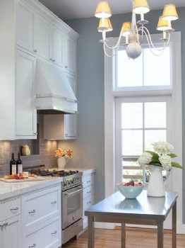 一居室淺藍混搭 撞出居家活力簡約廚房裝修圖片