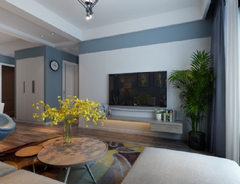 120平米三居室現代簡約風格裝修現代客廳裝修圖片