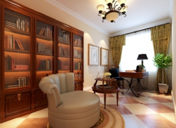 浪漫空間104平米歐式風案例欣賞歐式書房裝修圖片