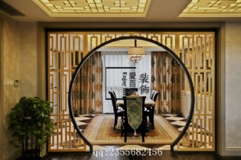 【愛百居裝飾】新中式別墅清韻中式餐廳裝修圖片