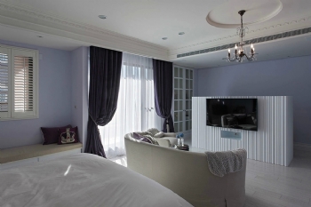 123平簡歐華麗悠藍風格裝修效果圖簡約臥室裝修圖片