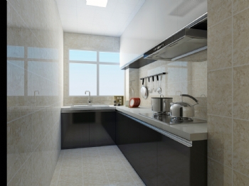 120平現代黑白灰風格裝修案列現代廚房裝修圖片