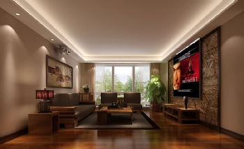150平四居中式風案例欣賞中式客廳裝修圖片