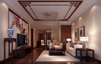 97平中式古典風三居案例欣賞混搭客廳裝修圖片