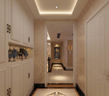 105平低調典雅的三居室設計作品歐式過道裝修圖片