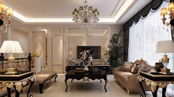 105平低調典雅的三居室設計作品歐式客廳裝修圖片
