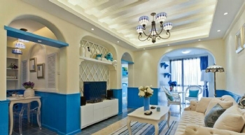 106平米地中海式三室欣賞地中海風格客廳