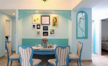 106平米地中海式三室欣賞地中海風格餐廳