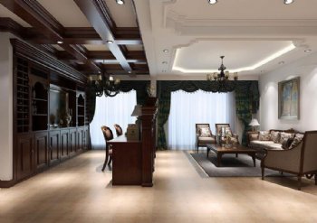 中海雍城世家美式裝修 三室兩廳兩衛美式風格